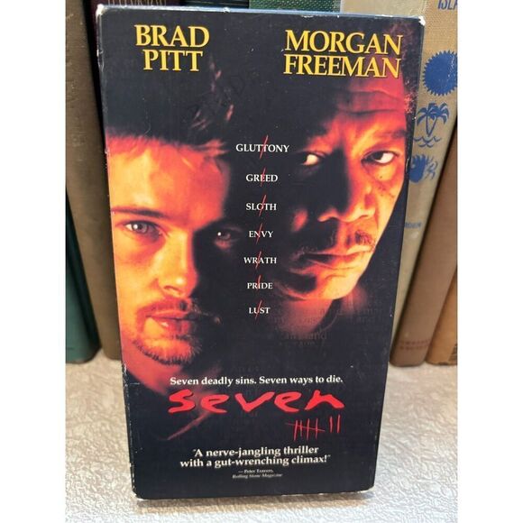 SEVEN VHS Tape Brad Pitt Morgan Freeman Suspense Movie Vintage - Picture 2 of 4